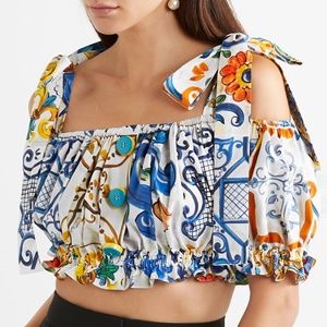 D&G Dupe Crop Top With Tie Straps